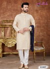 Cream Colour Latest New Fancy Designer Party And Function Wear Traditional Khadi Cotton Kurta Churidar Pajama With Redymade Latest Collection 21007
